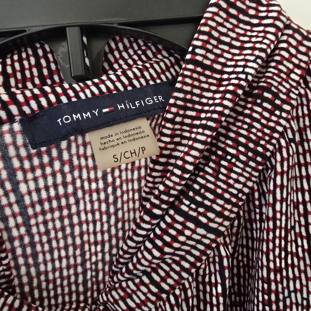 Tommy Hilfiger Red and White Patterned Top